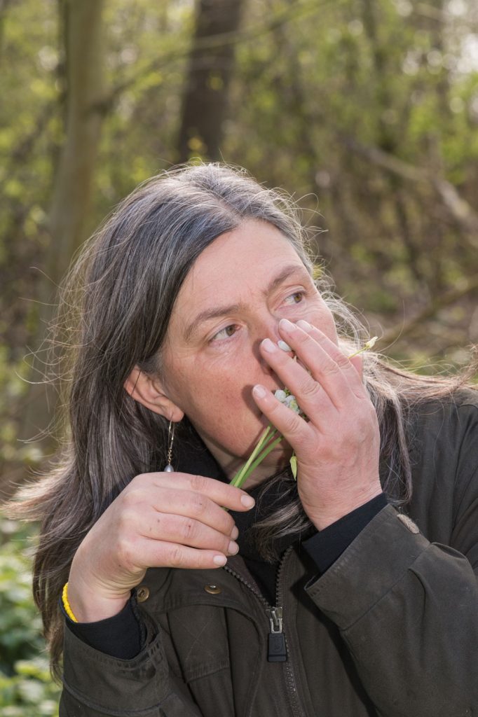 modern hunter gatherer smelling fresh finds