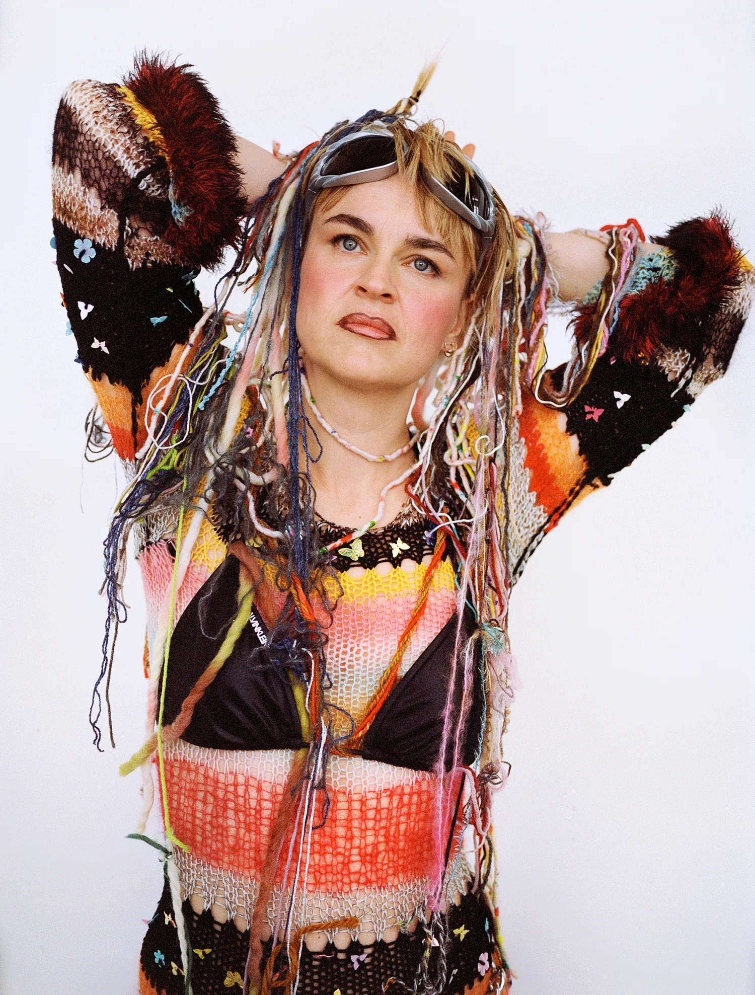 Lærke Bagger in a knitted outfit