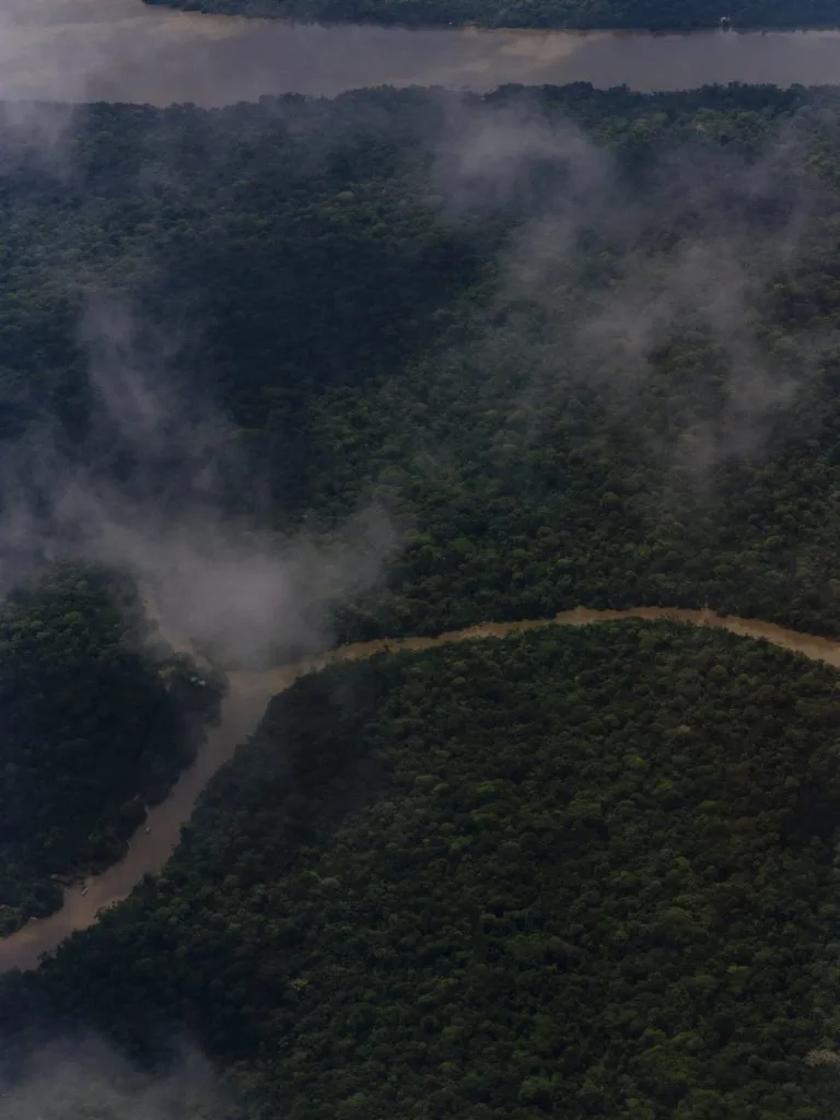 Aerial shot of the rivers close to Belém.